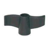 BN 2974 - Wing knob nuts with metal boss and tapped through-hole (FASTEKS® FAL), reinforced polyamide, black