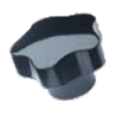 BN 14136 - Lobe knobs with metal boss (Elesa® VC.192), black, brass boss, plain blind hole