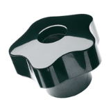 BN 14142 - Lobe knobs shortened series, with brass boss and tapped through-hole (Elesa® VC.254), black