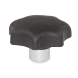 BN 2934 - Star Knobs with protruding steel bushing and tapped blind hole (FASTEKS® FAL), polyamide, black