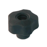 BN 2945 - Lobe Knobs with metal boss and tapped through-hole (FASTEKS® FAL), reinforced polyamide, black