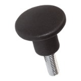 BN 3018 - Mushroom Knobs with threaded stud (FASTEKS® FAL), reinforced polyamide, black