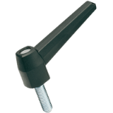 BN 14179 - Lever handles with threaded stud, steel zinc plated (Elesa® MF.p), black, matte finish