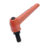 BN 14190 - Adjustable handles with threaded stud, steel black-oxide (Elesa® MR.p), orange RAL 2004